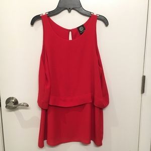 Bobeau Layered Red Tank Top